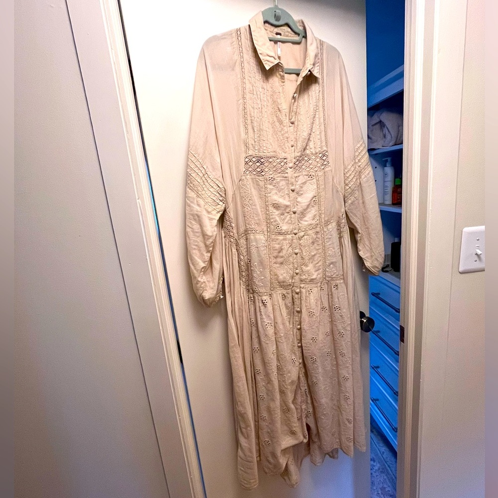 Free People Boho Embroidered Dress Maxi size L
